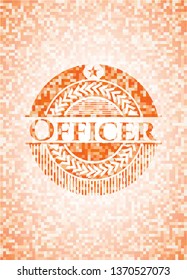 Officer abstract orange mosaic emblem with background