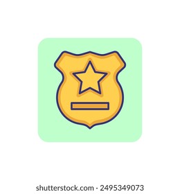 Officer badge line icon. Policeman, sheriff, cop. Justice concept. Vector illustration can be used for topics like police, legal system, law enforcement