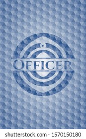 Officer blue emblem with geometric pattern background. Vector Illustration. Detailed.