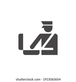 Officer Border Control Icon Isolated on Black and White Vector Graphic