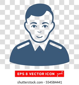 Officer EPS vector pictograph. Illustration style is flat iconic blue symbol on chess transparent background.