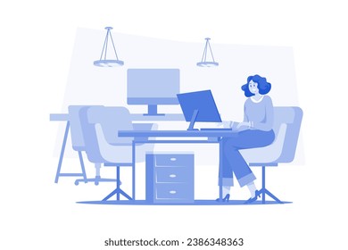 Officer executing specific responsibilities Illustration concept on white background