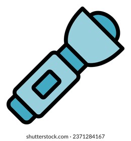 Officer flashlight icon outline vector. Police guard. Traffic salute color flat