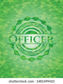 Officer green mosaic emblem. Vector Illustration. Detailed.