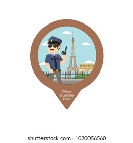Officer Guarding Paris Pin Map