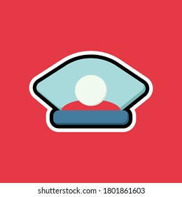 Officer hat icon design isolated on color background. Travel cartoon Concept. Vector illustration. Suitable for landing pages, icons, stickers and posters.