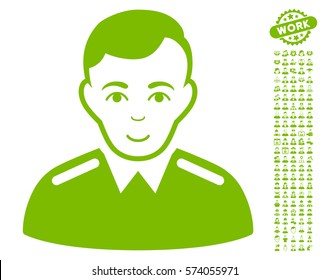 Officer icon with bonus people clip art. Vector illustration style is flat iconic eco green symbols on white background.