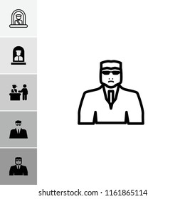Officer icon. collection of 6 officer filled and outline icons such as pass control. editable officer icons for web and mobile.