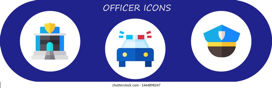 officer icon set. 3 flat officer icons.  Simple modern icons about  - police, police car