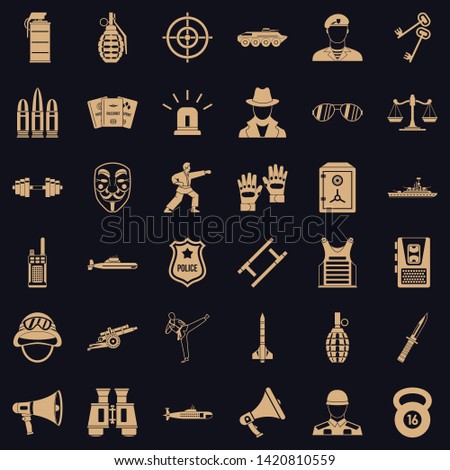 Officer icons set. Simple set of 36 officer vector icons for web for any design