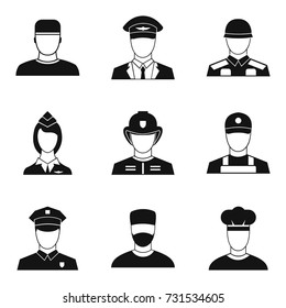 Officer icons set. Simple set of 9 officer vector icons for web isolated on white background