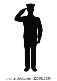 officer military saludating silhouette icon