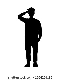 officer military saludating silhouette veterans day vector illustration design