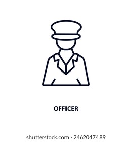 icono de esquema de funcionario. Ícono de línea delgada del ejército y la colección de guerra. Vector editable aislado sobre fondo blanco