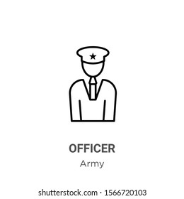 Officer outline vector icon. Thin line black officer icon, flat vector simple element illustration from editable army concept isolated on white background