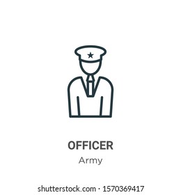 Officer outline vector icon. Thin line black officer icon, flat vector simple element illustration from editable army concept isolated on white background