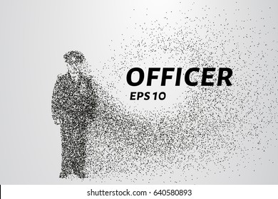 The officer of particles. The officer consists of small circles and dots. Vector illustration