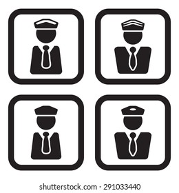 Officer, pilot or other personel icon in four variations