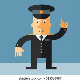officer   pointing direction. Flat vector illustration