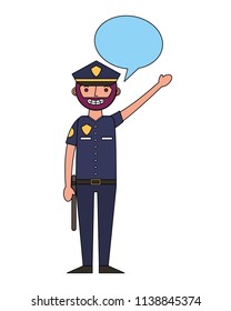 officer police with speech bubble character icon