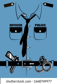 Officer Policeman Uniform Print For Kids T Shirt Vector Illustration