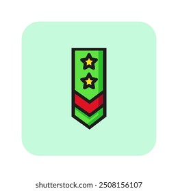 Officer rank line icon. Ornament, star, navy. Army concept. Can be used for topics like major, command, chief