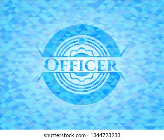 Officer realistic sky blue emblem. Mosaic background