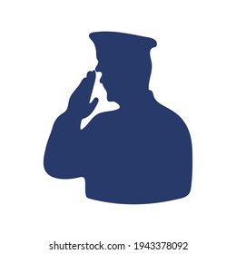 officer saludating silhouette patriotic icon