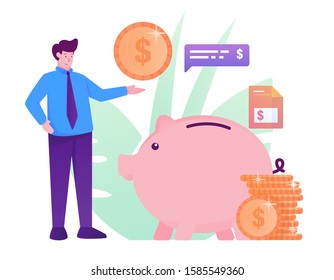 officer saving money on money piggy saver illustration