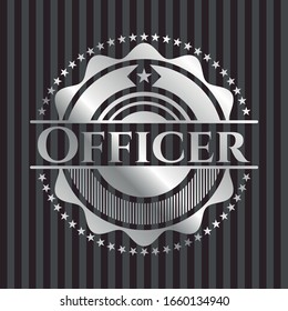 Officer silver badge or emblem. Vector Illustration. Mosaic.