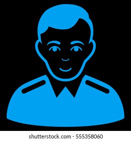 Officer vector icon. Flat blue symbol. Pictogram is isolated on a black background. Designed for web and software interfaces.