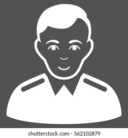 Officer vector icon. Flat white symbol. Pictogram is isolated on a gray background. Designed for web and software interfaces.