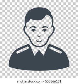 Officer vector icon. Illustration style is flat iconic smooth blue symbol on a chess transparent background.