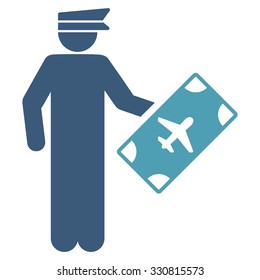 Officer vector icon. Style is flat bicolor cyan and blue symbol, rounded angles, white background.