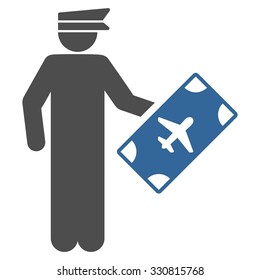 Officer vector icon. Style is flat bicolor cobalt and gray symbol, rounded angles, white background.