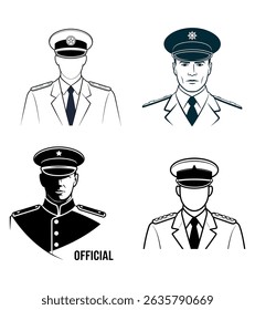 Oficial Vetor Stylish man icon sorriso desenho animado cabeça set.