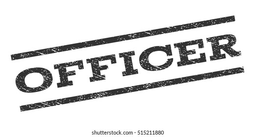 Officer watermark stamp. Text tag between parallel lines with grunge design style. Rubber seal stamp with unclean texture. Vector color ink imprint on a white background.