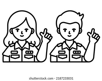 Officers in pointing finger gesture modern concept ui ux icon for website, app, presentaion, flyer, brochure etc.