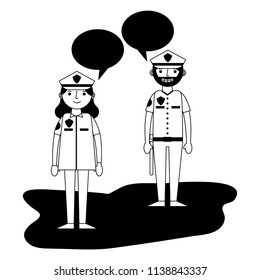 officers polices couple characters icon