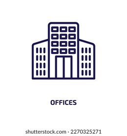 offices icon from user interface collection. Thin linear offices, office, business outline icon isolated on white background. Line vector offices sign, symbol for web and mobile