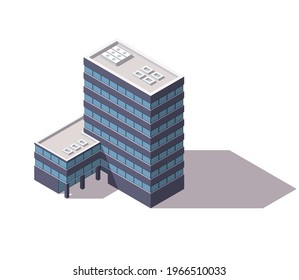 Offices isometric. Architecture building facade of business center. Infographic element. Architectural vector 3d illustration