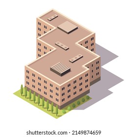 Offices isometric. Architecture building facade of business center. Infographic element. Architectural vector 3d illustration