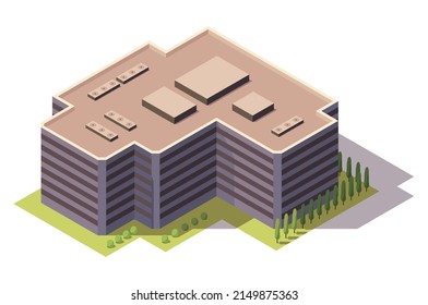 Offices isometric. Architecture building facade of business center. Infographic element. Architectural vector 3d illustration