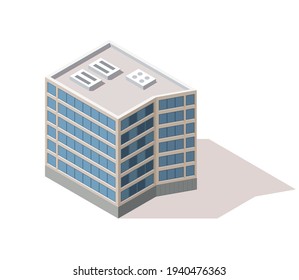 Büros isometrisch. Städtische Wohnungsbau Stadtplan Erstellung. Architektur, Vektorgrafik 3D. Infografik-Element. Städtebau