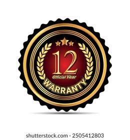 Official 12 year warranty badge for packaging sticker and warranty seal stamp