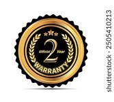 Official 2 year warranty badge for packaging sticker and warranty seal stamp, warranty sticker