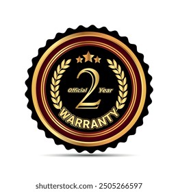 Official 2 year warranty badge for packaging sticker and warranty seal stamp, warranty sticker