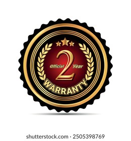 Official 2 year warranty badge for packaging sticker and warranty seal stamp, warranty sticker
