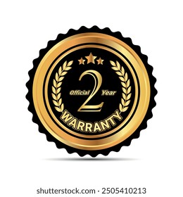 Official 2 year warranty badge for packaging sticker and warranty seal stamp, warranty sticker