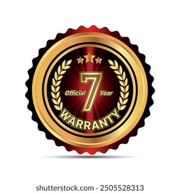 Official 7 years warranty badge and warranty seal stamp for warranty  packaging sticker